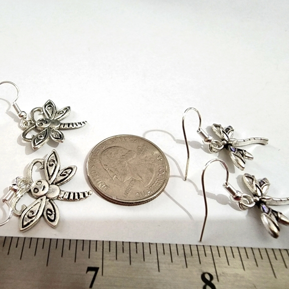 Silver Dragonfly Earring set A - Picture 4 of 4